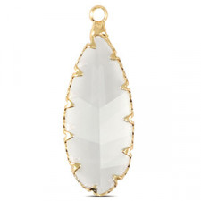 Crystal glass charm oval 30mm Crystal-gold